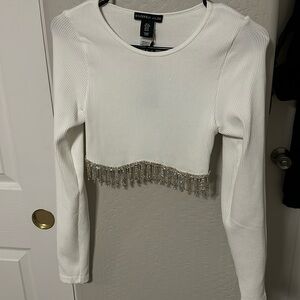 White Rhinestones Cropped top
